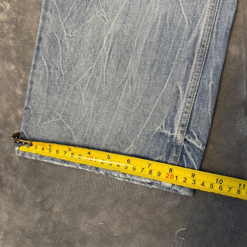 Levis 514 Straight Fit Mens 38x30 Distressed Light Wash Acid Denim Jeans